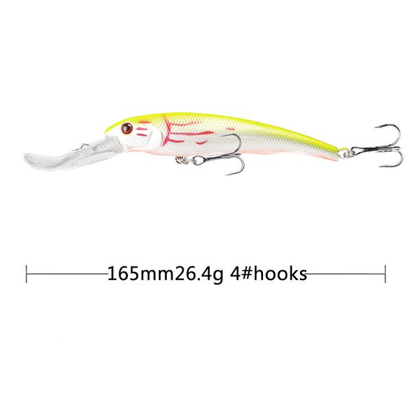 1pcs big mouth minnow fishing lure 26.5g/165mm artificial bionic laser hard bait pike wobblers crankbait perch fishing equipment
1pcs big mouth minnow fishing lure 26.5g/165mm artificial bionic laser hard bait pike wobblers crankbait perch fishing equipment