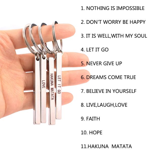 nothing is impossible inspirational quote keychain letters engraved stainless steel car key chain ring accessories gifts, Silver
nothing is impossible inspirational quote keychain letters engraved stainless steel car key chain ring accessories gifts, Silver