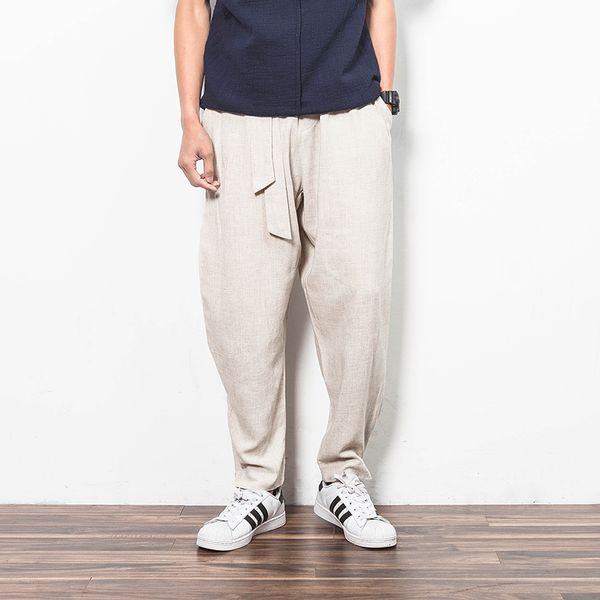 2020 new men's clothing summer chinese style linen harem pants casual loose comfortable male fluid 9 pants singer costumes, Black 
2020 new men's clothing summer chinese style linen harem pants casual loose comfortable male fluid 9 pants singer costumes, Black