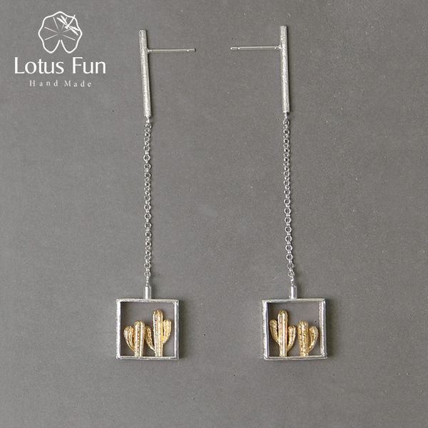 lotus fun real 925 sterling silver handmade fine jewelry desert series creative cactus design dangle earrings for women bijoux, Golden
lotus fun real 925 sterling silver handmade fine jewelry desert series creative cactus design dangle earrings for women bijoux, Golden