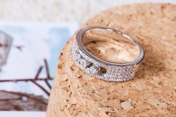 fashion zircon move rings for women, france jewelry five layer zircon crystal moving finger wedding ring, Golden;silver