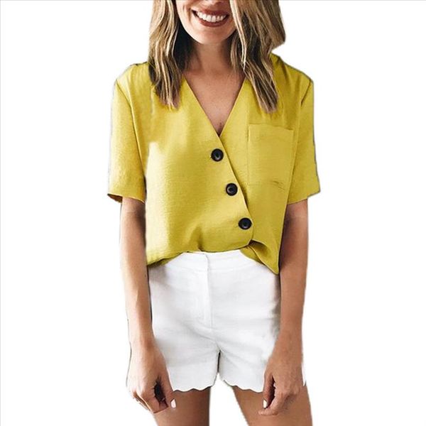 2020 new fashion womens button v neck short sleeve blouse causal shirt blouse wholesale t3, White
2020 new fashion womens button v neck short sleeve blouse causal shirt blouse wholesale t3, White