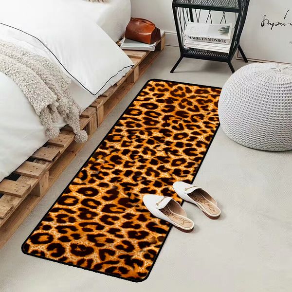 

microfiber floor mat kitchen rugs leopard print pattern carpet soft washable water absorbent anti-skid bathroom bedroom area rug