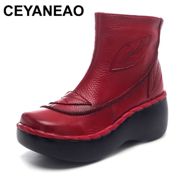 ceyaneao genuine leather women boots 2020 spring autumn fashion stitching 6cm thick sole boots with platform women ankle shoes, Black
ceyaneao genuine leather women boots 2020 spring autumn fashion stitching 6cm thick sole boots with platform women ankle shoes, Black