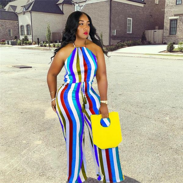 designer jumpsuits rainbow colors wide legged pants condole belt ladies summer clothes vertical stripes womens, Black;white
designer jumpsuits rainbow colors wide legged pants condole belt ladies summer clothes vertical stripes womens, Black;white