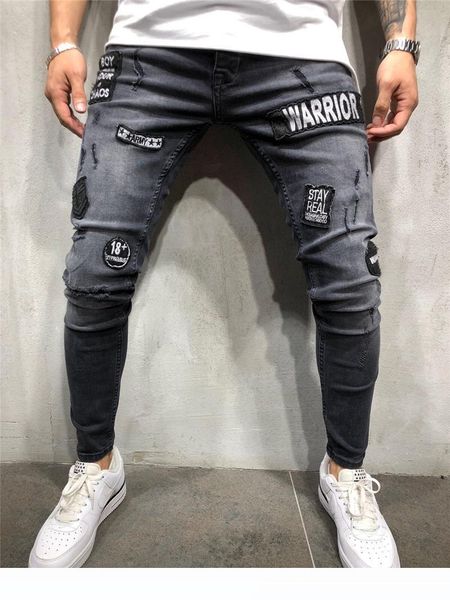 jeans washed ripped applique male streetwears solid distrressed fashion boys pencil pants with pockets mens spring hole, Blue
jeans washed ripped applique male streetwears solid distrressed fashion boys pencil pants with pockets mens spring hole, Blue