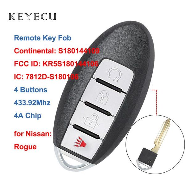 keyecu s180144109 remote car key fob 4 buttons 433.92mhz 4a for rogue 2020 2020 fcc id: kr5s180144106, ic: 7812d-s180106
keyecu s180144109 remote car key fob 4 buttons 433.92mhz 4a for rogue 2020 2020 fcc id: kr5s180144106, ic: 7812d-s180106
