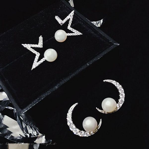 stud women's full crystal pearls moon and star shape earrings delicate stylish elegant modern fashion jewelry, Golden;silver
stud women's full crystal pearls moon and star shape earrings delicate stylish elegant modern fashion jewelry, Golden;silver