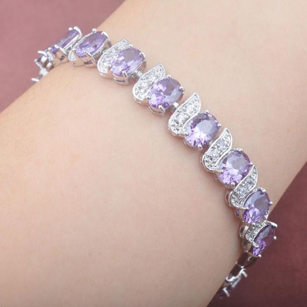 link, chain natural purple bracelet jewellery for women cubic zirconia silver color wedding jewelry bangle 7-8 inch 2021 os0105, Black
link, chain natural purple bracelet jewellery for women cubic zirconia silver color wedding jewelry bangle 7-8 inch 2021 os0105, Black