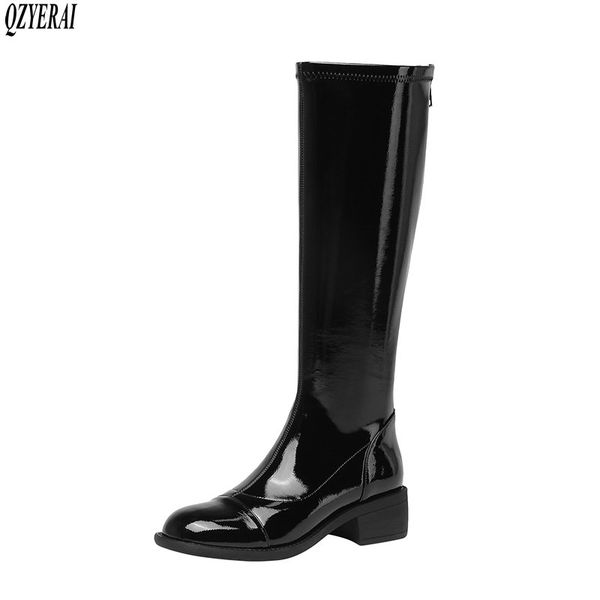 2020 new winter genuine leather knee boots women boots motorcycle female after the zipper warm women shoes, Black
2020 new winter genuine leather knee boots women boots motorcycle female after the zipper warm women shoes, Black