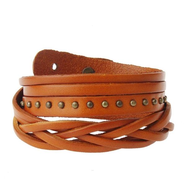 fashion retro multi-layer european and american leather popular bracelet alloy rivet jewelry and comfortable, Black
fashion retro multi-layer european and american leather popular bracelet alloy rivet jewelry and comfortable, Black
