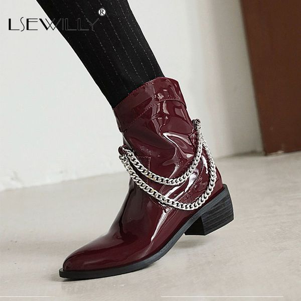 boots lsewilly 2021 autumn winter brand women shoes fashion ankle round toe metal chain square heels casual, Black
boots lsewilly 2021 autumn winter brand women shoes fashion ankle round toe metal chain square heels casual, Black