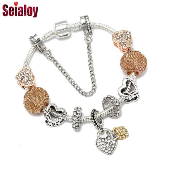 charm bracelets seialoy gold silver color heart beaded lock for women mom original shiny heart-shaped bracelet jewelry, Golden;silver
charm bracelets seialoy gold silver color heart beaded lock for women mom original shiny heart-shaped bracelet jewelry, Golden;silver