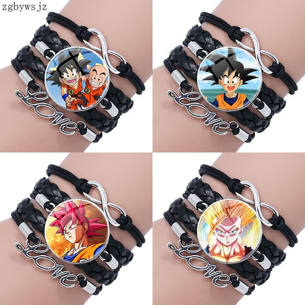 cartoon god goku gohan glass jewelry with glass cabochon multilayer black leather bracelet bangle for women party, Golden;silver
cartoon god goku gohan glass jewelry with glass cabochon multilayer black leather bracelet bangle for women party, Golden;silver