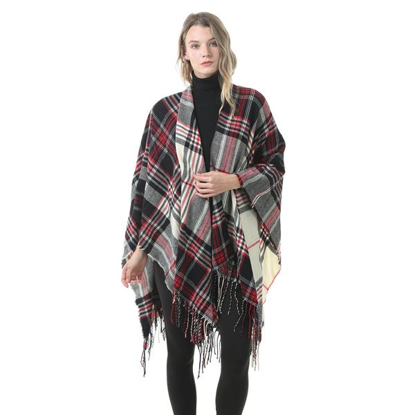 2020 classic split plaid shawl tassel autumn and winter thickened imitation cashmere cloak tartan cape grid shawl cardigan cloak, Blue;gray
2020 classic split plaid shawl tassel autumn and winter thickened imitation cashmere cloak tartan cape grid shawl cardigan cloak, Blue;gray