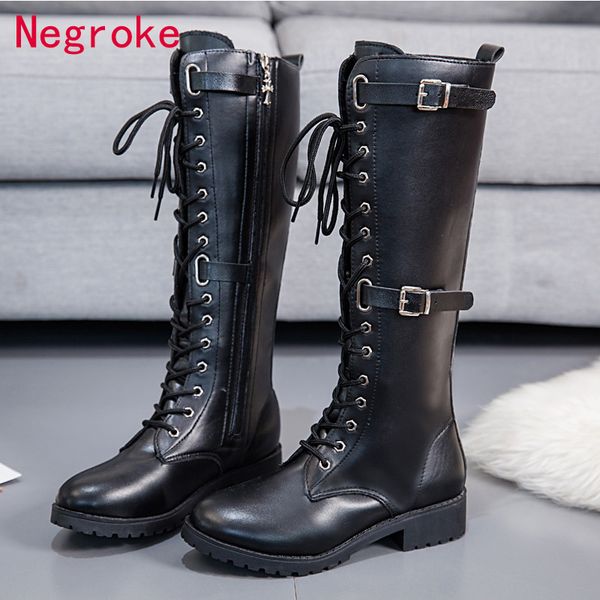 brand new autumn lacing knee high boots women winter black square heel woman leather shoes winter pu large size 43
brand new autumn lacing knee high boots women winter black square heel woman leather shoes winter pu large size 43