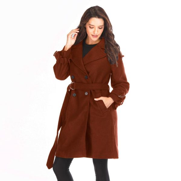 women's wool & blends fashion coat for women england style and jacket sashes clothes nice, Black
women's wool & blends fashion coat for women england style and jacket sashes clothes nice, Black