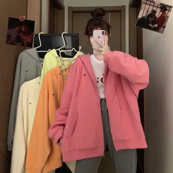 autumn clothing 2020 new drawstring hooded women's coat sweater sweater ins trendy korean style loose mid-length bfwind coat naqsr, Black 
autumn clothing 2020 new drawstring hooded women's coat sweater sweater ins trendy korean style loose mid-length bfwind coat naqsr, Black