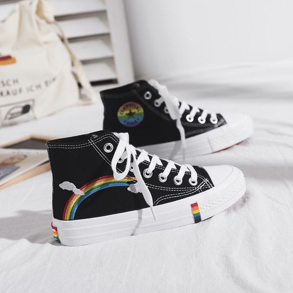 rainbow shoes fashion 2020 spring new model plus velvet hight-fairy canvas shoes leisure cloth shoes students fashion, Black
rainbow shoes fashion 2020 spring new model plus velvet hight-fairy canvas shoes leisure cloth shoes students fashion, Black