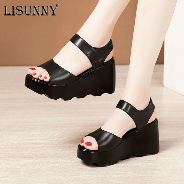 lisunny women's sandals plus size 33-43 summer open toe leather ladies shoe sandals women platform wedges heels female shoes, Black
lisunny women's sandals plus size 33-43 summer open toe leather ladies shoe sandals women platform wedges heels female shoes, Black