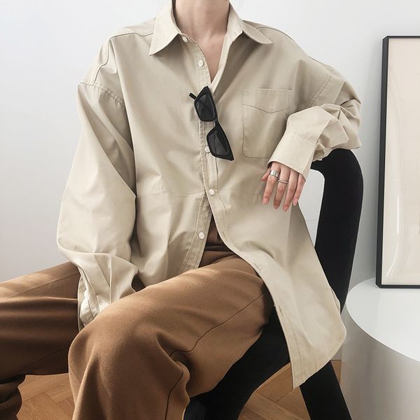 women's blouses & shirts mooirue boyfriend khaki women split shirt autumn fashionable loose profile coat, White
women's blouses & shirts mooirue boyfriend khaki women split shirt autumn fashionable loose profile coat, White