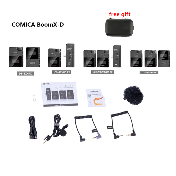 instock comica boomx-d d1 d2 uc1 uc2 2.4g digital 1-trigger-2 wireless microphone with transmitter & receiver clip-on microphone
instock comica boomx-d d1 d2 uc1 uc2 2.4g digital 1-trigger-2 wireless microphone with transmitter & receiver clip-on microphone