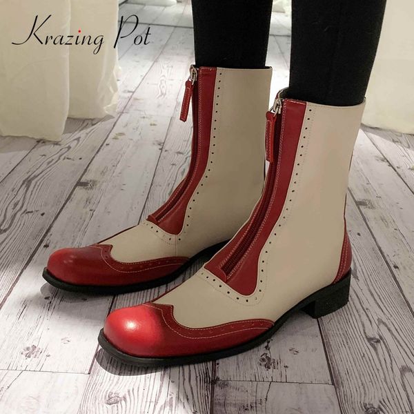 krazing pot vintage punk natural leather high fashion mixed colors med thick heel square toe zipper energy mid-calf boots l15, Black
krazing pot vintage punk natural leather high fashion mixed colors med thick heel square toe zipper energy mid-calf boots l15, Black