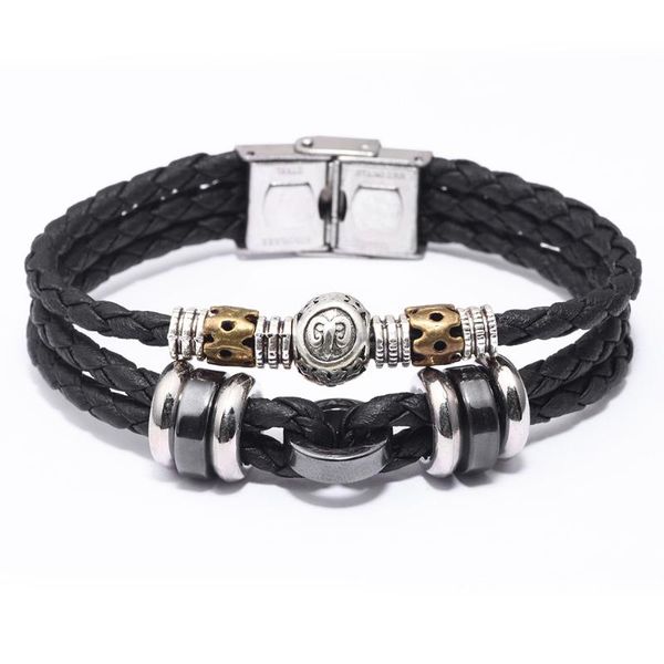 chino's new 12-constellation bracelet made of stainless steel buckled cowhide rope and braided bracelet, Black
chino's new 12-constellation bracelet made of stainless steel buckled cowhide rope and braided bracelet, Black