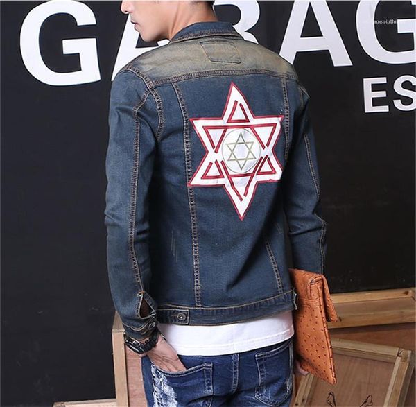 single breasted mens jacket casual long sleeve spring autumn clothes mens designer jeans jackets hexagram print, Black;brown
single breasted mens jacket casual long sleeve spring autumn clothes mens designer jeans jackets hexagram print, Black;brown