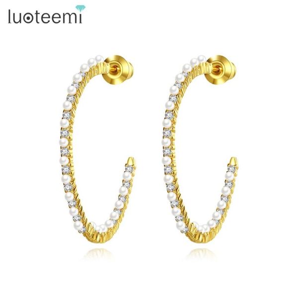 hoop & huggie luoteemi imitation pearls earrings for women cubic zircon fashion drop earring jewelry dating party gifts brincos da moda, Golden;silver
hoop & huggie luoteemi imitation pearls earrings for women cubic zircon fashion drop earring jewelry dating party gifts brincos da moda, Golden;silver