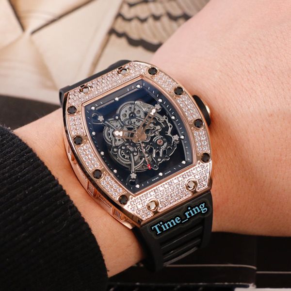 version rm055 skeleton dial rose gold diamond case automatic mechanical movement rm055 mens watch black rubber strap designer watches, Slivery;brown
version rm055 skeleton dial rose gold diamond case automatic mechanical movement rm055 mens watch black rubber strap designer watches, Slivery;brown