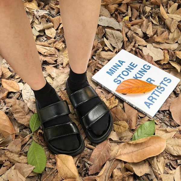 korean version of ins harajuku port style retro double strap slippers 2020 female summer new student thick bottom beach shoes, Black
korean version of ins harajuku port style retro double strap slippers 2020 female summer new student thick bottom beach shoes, Black