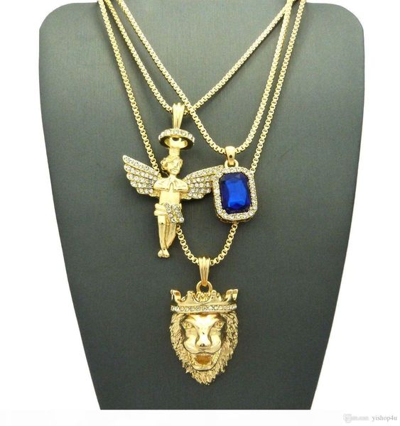 f iced out king lion angel сапфир подвеска w box цепи 3 ожерелье set рэпер аксессуары, Silver
f iced out king lion angel сапфир подвеска w box цепи 3 ожерелье set рэпер аксессуары, Silver