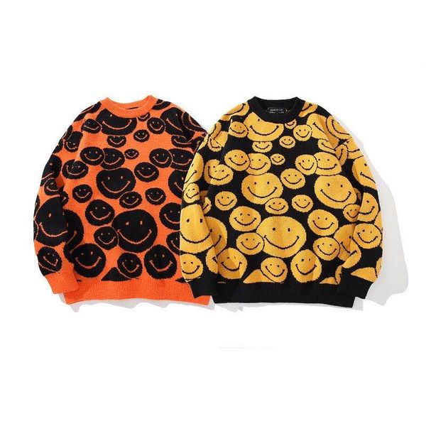 2020 autumn new red smiley face jacquard male and female students loose lazy style pullover cartoon trendy sweater m-xl, Black
2020 autumn new red smiley face jacquard male and female students loose lazy style pullover cartoon trendy sweater m-xl, Black