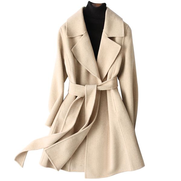 2020 autumn winter women elegant slim long 100% cashmere wool blend coat with belt female office woolen jacket abrigo mujer r89, Black
2020 autumn winter women elegant slim long 100% cashmere wool blend coat with belt female office woolen jacket abrigo mujer r89, Black