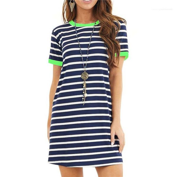 short sleeve o neck ladies dresses summer casual female dress striped womens dresses contrast color, Black;gray
short sleeve o neck ladies dresses summer casual female dress striped womens dresses contrast color, Black;gray