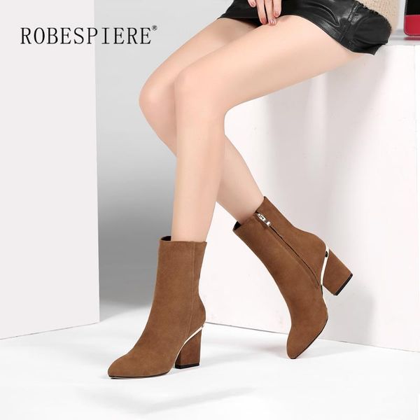 robespiere fashion metal decoration square heel mid calf boots quality kid suede women shoes zipper warm plush lady boots b65, Black
robespiere fashion metal decoration square heel mid calf boots quality kid suede women shoes zipper warm plush lady boots b65, Black