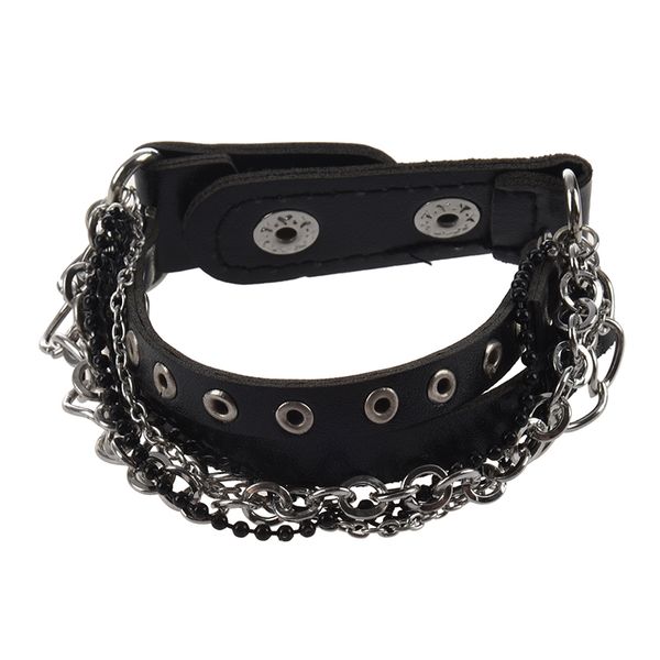adjustable punk rock multi-chain leather chain stud bangle wristband bracelet, Black
adjustable punk rock multi-chain leather chain stud bangle wristband bracelet, Black