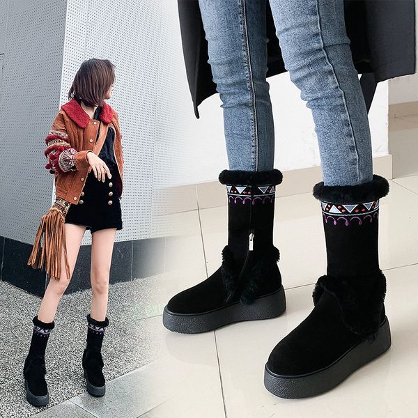 snow boots women's new winter shoes cow suede embroidery plush keep warm boots bottes femme zapatos mujer, Black
snow boots women's new winter shoes cow suede embroidery plush keep warm boots bottes femme zapatos mujer, Black