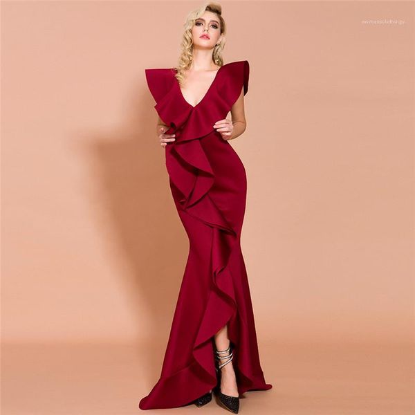 dresses fashion ruffled v neck maxi full dresses womens party and dinning dresses women designer, Black;gray
dresses fashion ruffled v neck maxi full dresses womens party and dinning dresses women designer, Black;gray