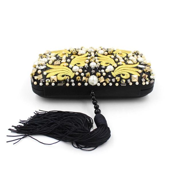 new- diamonds gold embroidery clutch black tassels crystal evening bag bridal wedding handbag
new- diamonds gold embroidery clutch black tassels crystal evening bag bridal wedding handbag
