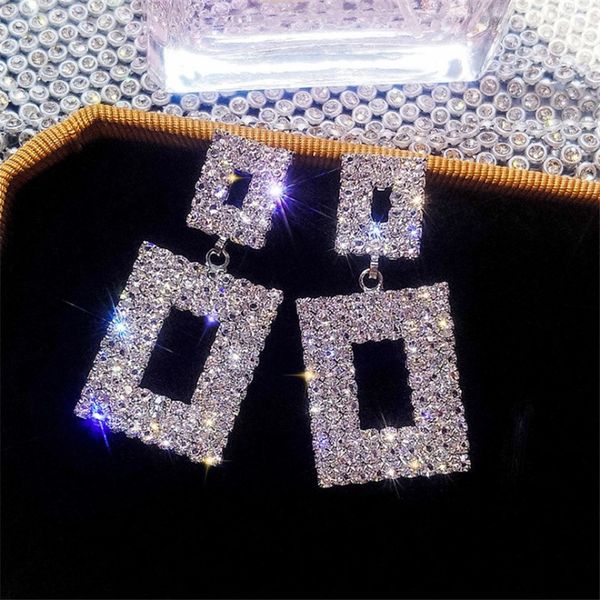 2020 new fashion women's earrings shining crystal drop square rhinestone dangle earrings for women wedding party jewelry gifts, Silver
2020 new fashion women's earrings shining crystal drop square rhinestone dangle earrings for women wedding party jewelry gifts, Silver