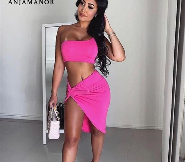 anjamanor summer 2019 women 2 piece set one shoulder crop knotted slit short skirt sets two piece club outfits d32-aa34 t200623, Gray
anjamanor summer 2019 women 2 piece set one shoulder crop knotted slit short skirt sets two piece club outfits d32-aa34 t200623, Gray
