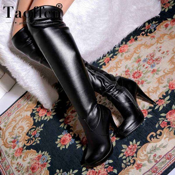 taoffen ladies thin high heels long boots black pu leather platform club fashion winter boots over knee size 32-43
taoffen ladies thin high heels long boots black pu leather platform club fashion winter boots over knee size 32-43