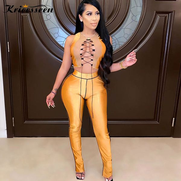 kricesseen casual bandage sporty two pieces pants set women sleeveless lace up crop and long pants suits matching set, Gray
kricesseen casual bandage sporty two pieces pants set women sleeveless lace up crop and long pants suits matching set, Gray