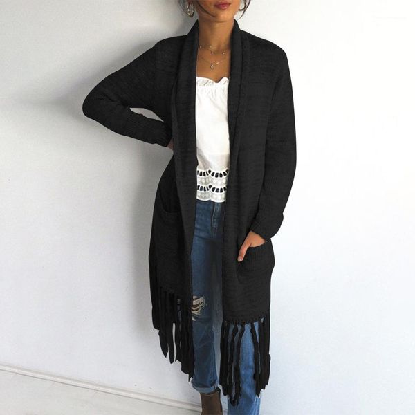 cardigan tassel long sleeve solid color long sweater famale casual clothes women autumn knit, White;black
cardigan tassel long sleeve solid color long sweater famale casual clothes women autumn knit, White;black