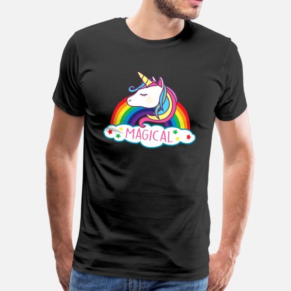 unicorn magical t shirt men custom 100% cotton round collar kawaii loose funny summer pictures shirt