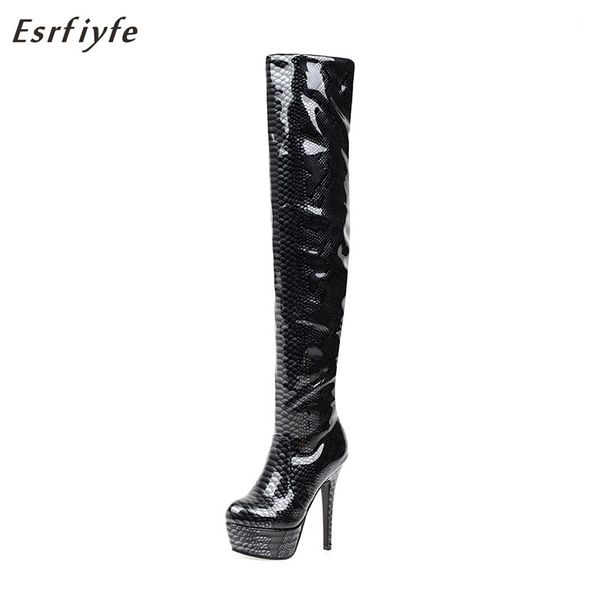 esrfiyfe new plus size 32-47 patent leather over knee thigh high boots women winter thin high heel platform shoes woman, Black
esrfiyfe new plus size 32-47 patent leather over knee thigh high boots women winter thin high heel platform shoes woman, Black