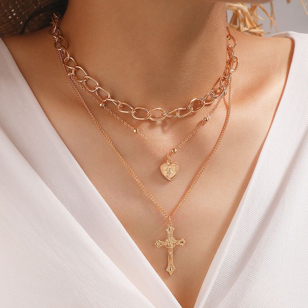 chokers bohemia cross heart pendant necklace for women girls choker punk multi layer chain jewelry collar 13710, Golden;silver
chokers bohemia cross heart pendant necklace for women girls choker punk multi layer chain jewelry collar 13710, Golden;silver