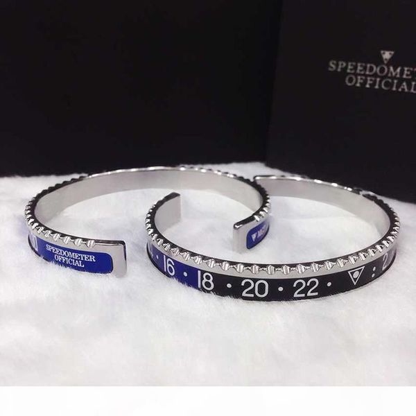 luxury fashion style watches scale c cuff bangle stainless steel bangle mens jewelry party designer digital bracelets bangle for women men, Black